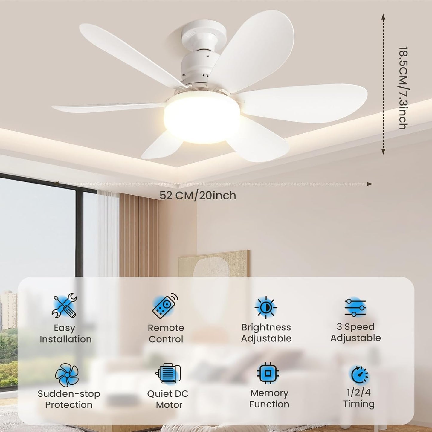 BreezeLight Fan – Ventilateur de plafond LED réglable
