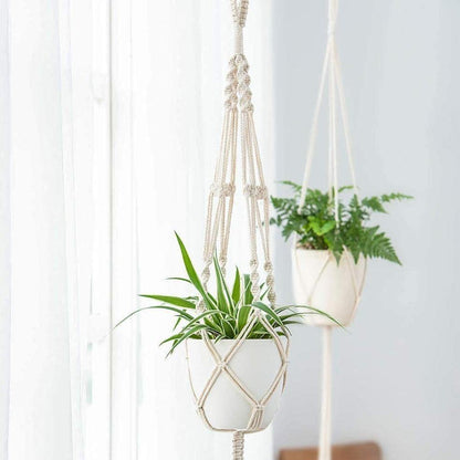 Floroux 4-Piece Set Macramé Plant Hangers | Handmade Bohemian Hanging Planters | Hanging Décor for Home and Garden