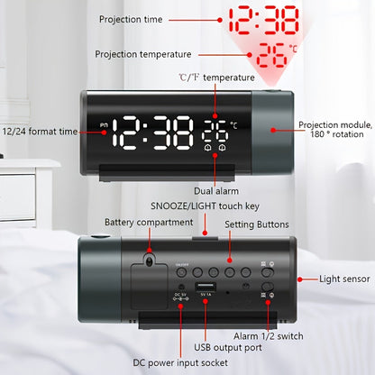 ProjectElite Horloge - Horloge de projection moderne noire résistante