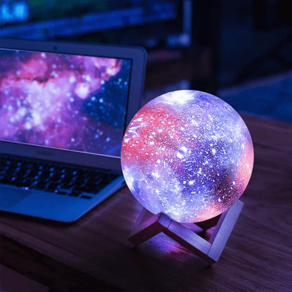 Floroux Galaxy Moon Lamp | 3D Printed LED Moon Lamp | Color Changing | Touch and USB Charge | Ambient Light for Home