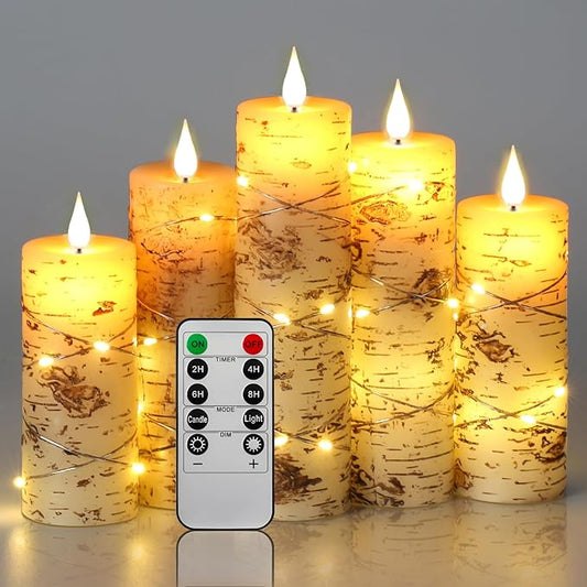 Ensemble de bougies réalistes avec flamme