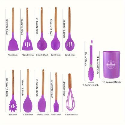 Canaya - Ensemble d'ustensiles de cuisine en silicone de luxe (12 pièces)