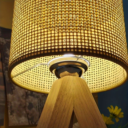 DecoGlow Lampe - Lampe de table en bois avec chargeur USB