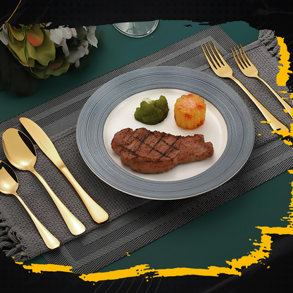 GlamourCutlery - Ensemble de couverts en or champagne de luxe pour un dîner festif