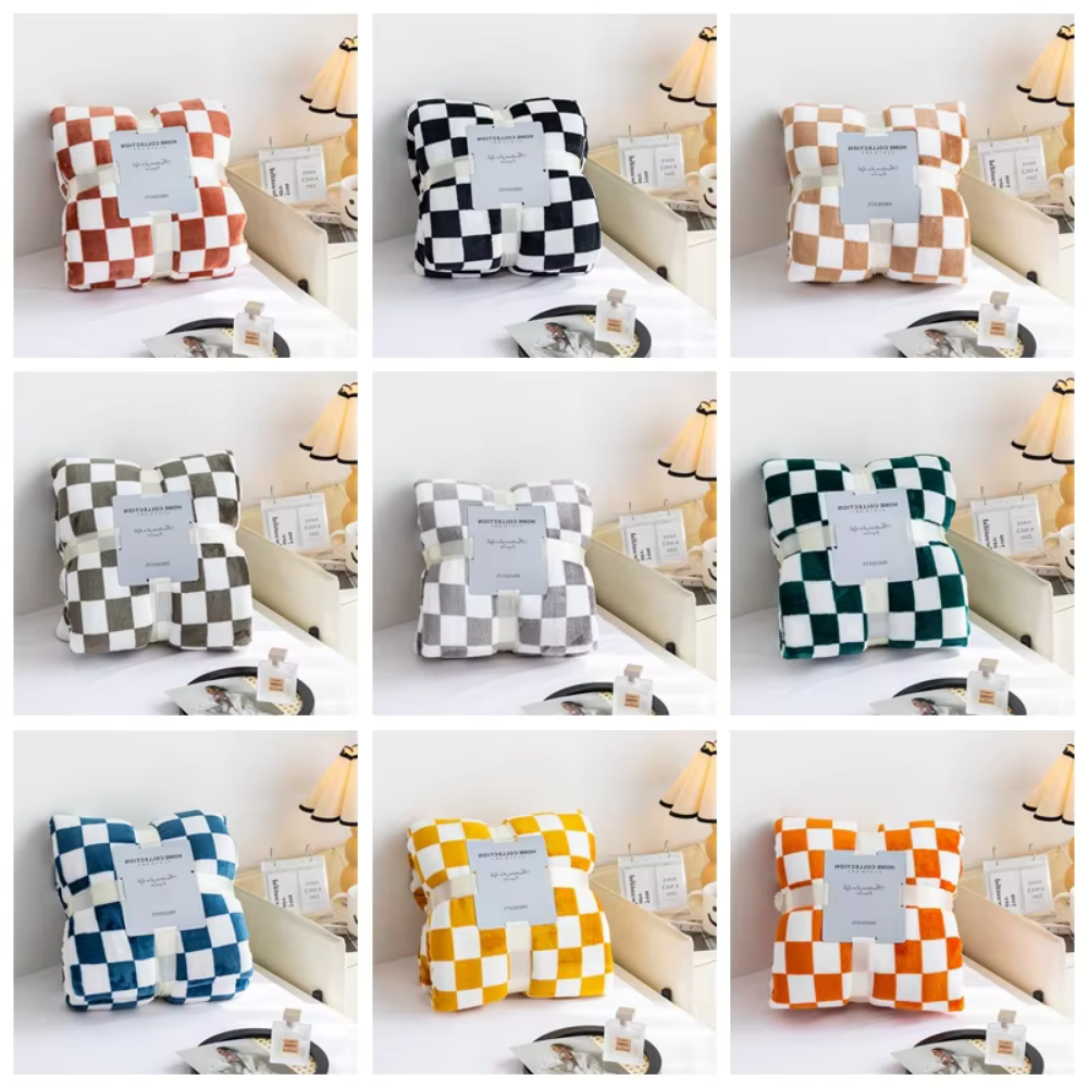 Floroux - Plaid élégant en motif à carreaux pour votre maison