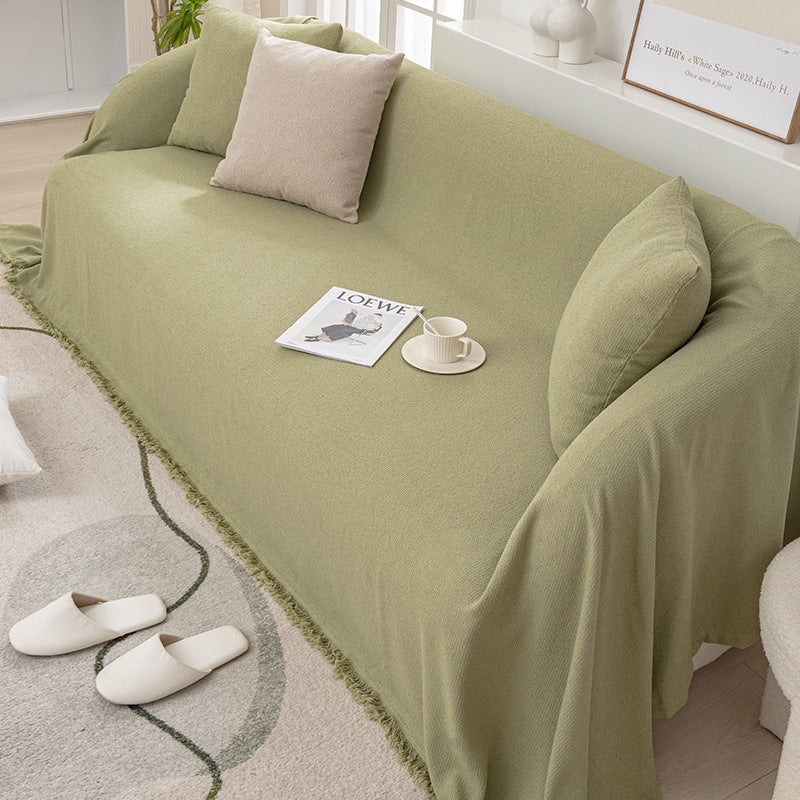 Couverture de sofa/canapé réversible en chenille doux léger