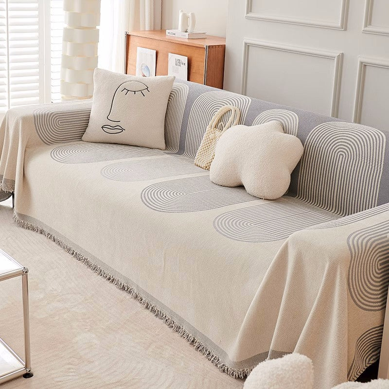 Couvre-sofa/canapé en chenille réversible décoratif