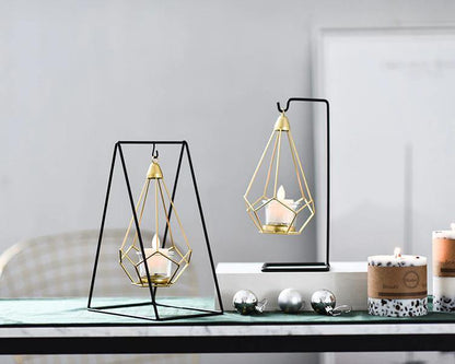 Floroux Geometric Hanging Candle Holder or Iron Vase | Modern Design | Versatile Decor
