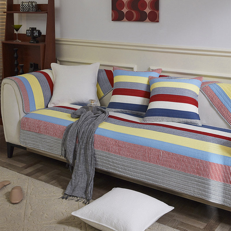 Coussin en coton à rayures rétro pour canapé