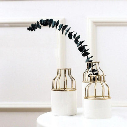 Fer-Ceramic Floroux Vase Design | Modern Grid Pattern | Elegant Decoration | For Living Room & Office