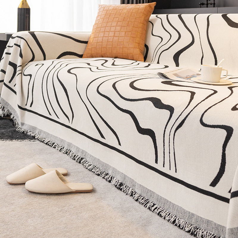 Couverture Monochrome Chic en Chenille pour Canapé/Couch