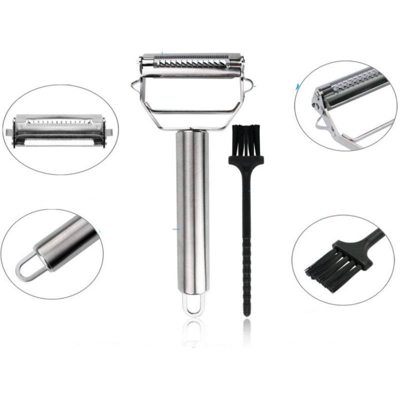 Floroux - Éplucheur de légumes multifonction ultra-tranchant et coupe-julienne en acier inoxydable