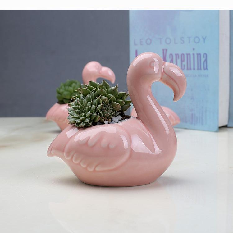 Floroux Flamingo Flower Pots Set of 2 Pieces | Pink Succulent Pots with Charm | Decor for Indoor & Outdoor