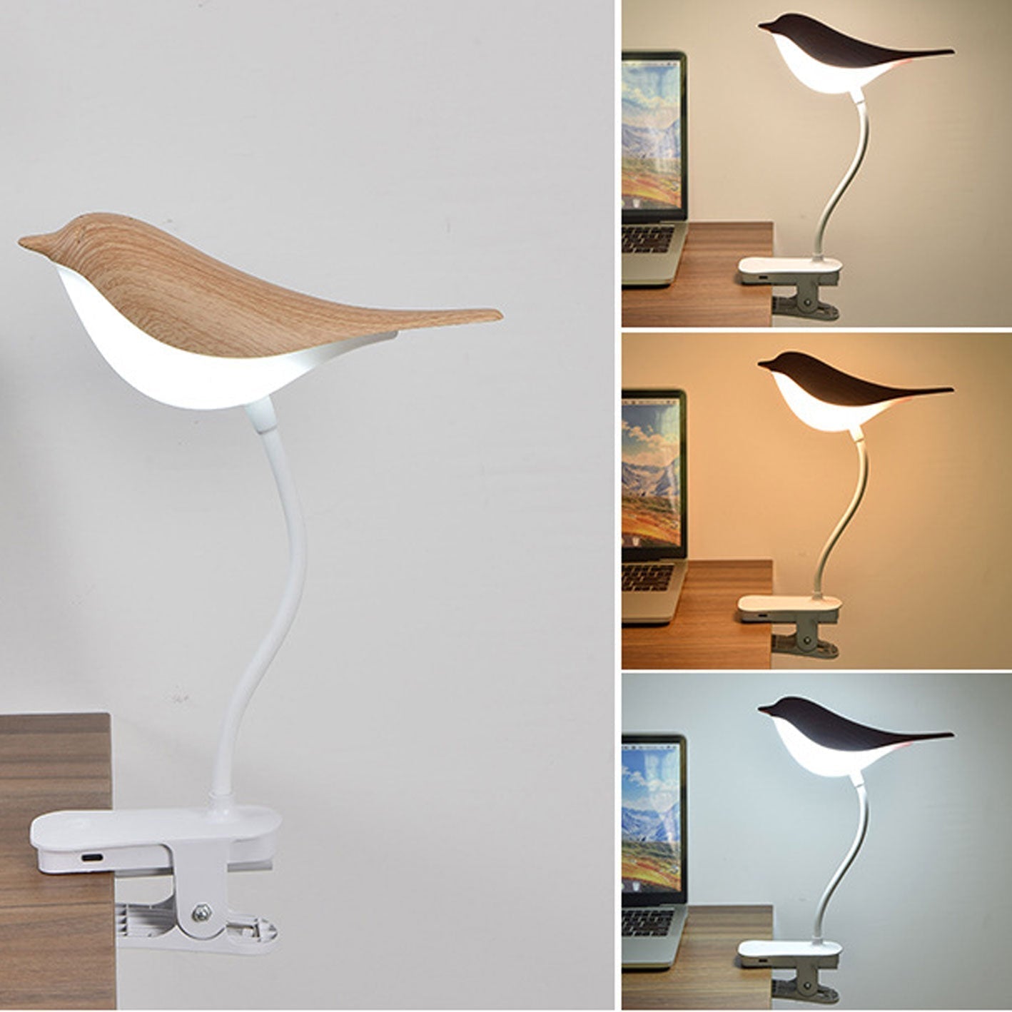 Floroux LED Table Lamp Nordic | USB Charge | Night Light with Bird Clip | Modern Design