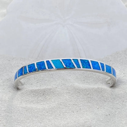 Bracelet élégante en opale bleue et argentée - Collection Isola