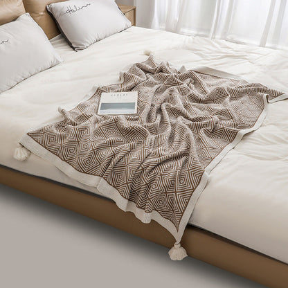 Couverture à franges géométriques chics