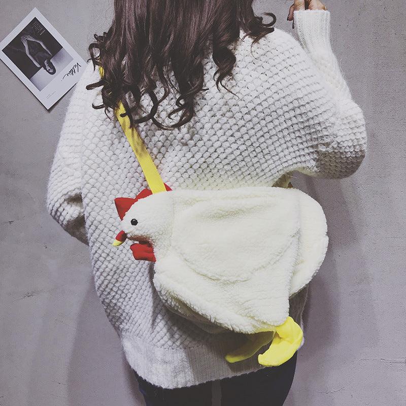Floroux - Sac à bandoulière en peluche mignon au design de poulet pour un usage quotidien