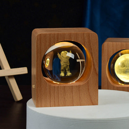 3D Espace Boule de Cristal USB Dimmable Luminaires de Nuit