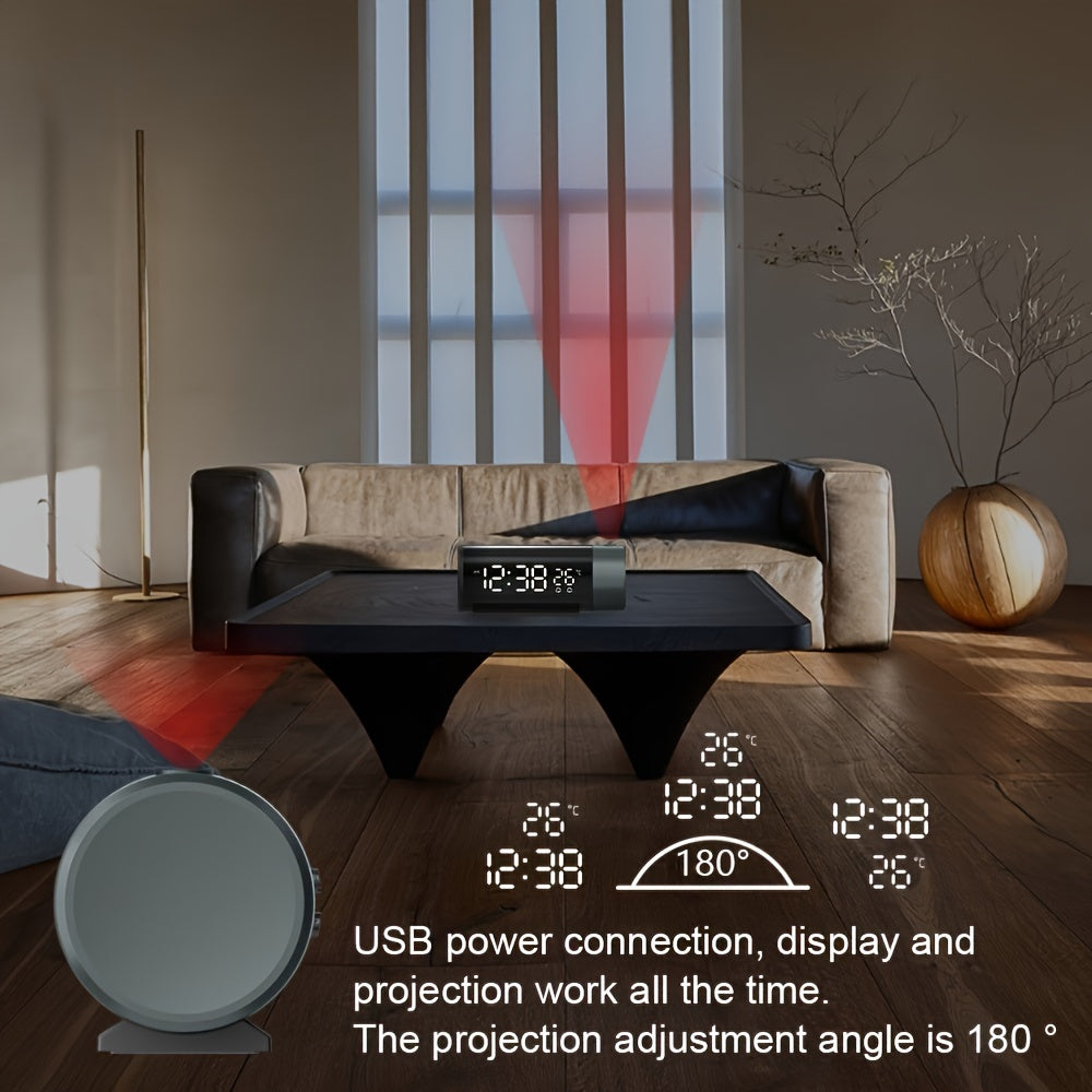ProjectElite Horloge - Horloge de projection moderne noire résistante