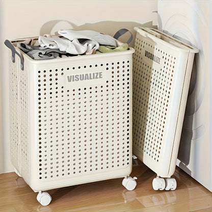 Panier à linge en plastique pliable avec des roues