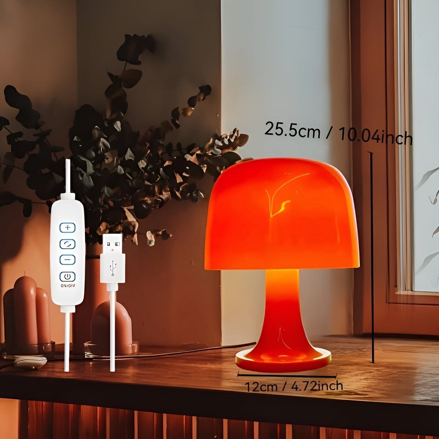 Lampe Vintage Chic Champignon avec LED Dimmable et Alimentation USB