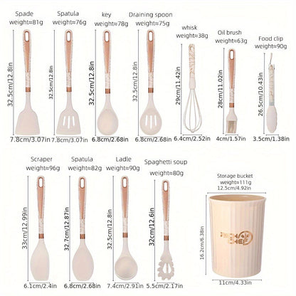 Premium Cooking - Plaisir de cuisiner avec le lot d'ustensiles de cuisine en silicone élégant