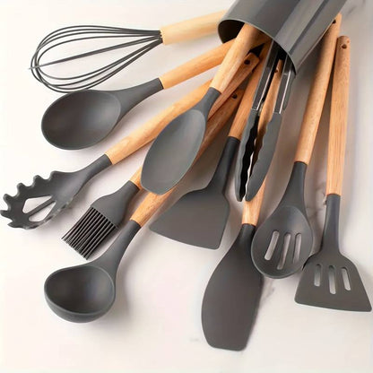 Canaya - Ensemble d'ustensiles de cuisine en silicone de luxe (12 pièces)