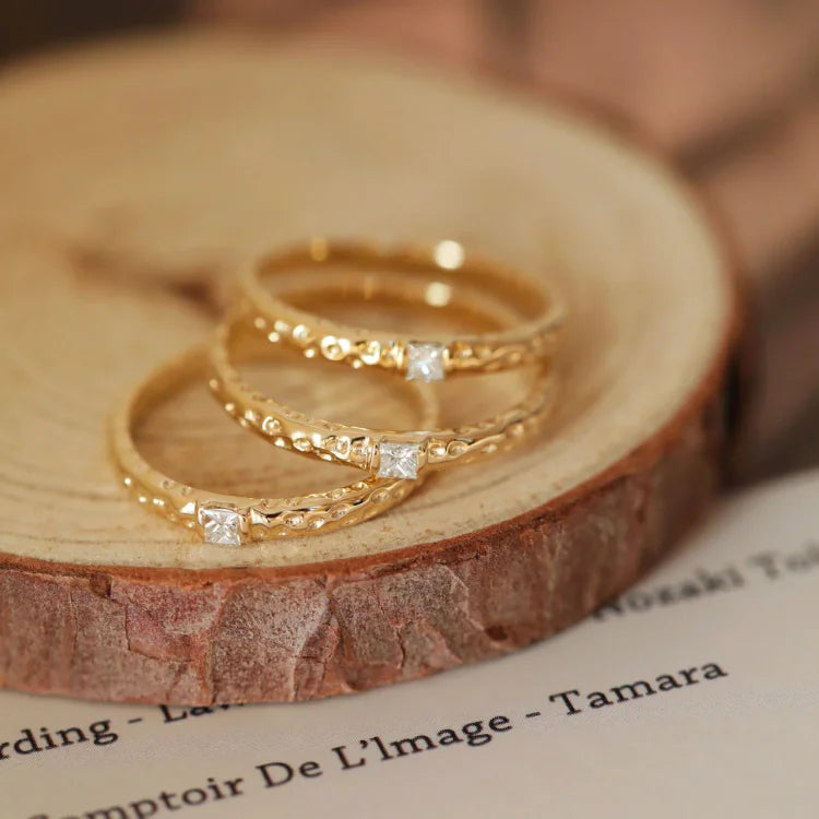 Bague en Argent Sterling Doré Brillant avec Zirconia - Aurora Élégance