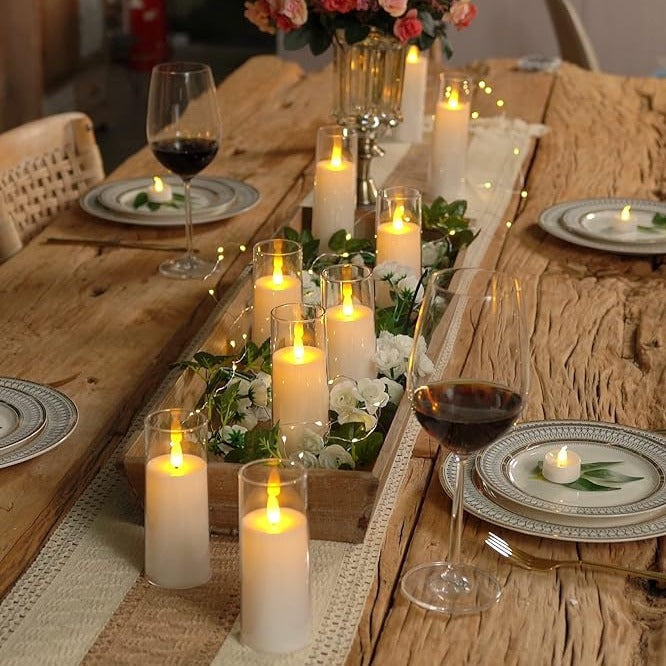 CandleGlow™ Flameless LED Candle Set | 9 Pieces Acrylic Candles | Atmospheric Decoration for Home and Events