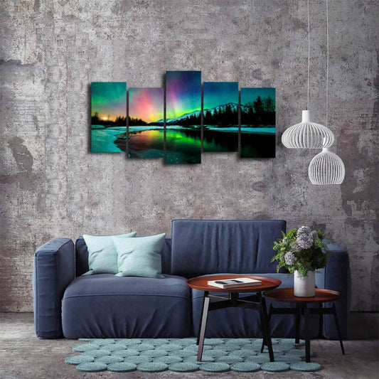 Peinture murale en toile Aurora 5 pièces