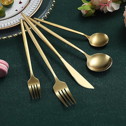 Ensemble de Couverts Minimaliste de Luxe – 20 pièces, Titane & Acier Inoxydable