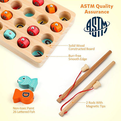 Enchanting Wooden Magnetic Fishing Game - Educational Play Fun for Toddlers