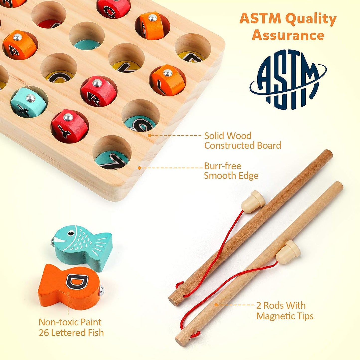 Enchanteur Jeu de Pêche Magnétique en Bois - Amusement Éducatif pour Tout-Petits