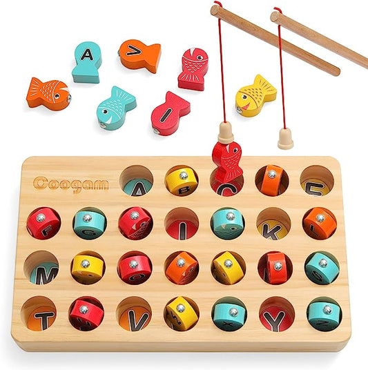 Enchanting Wooden Magnetic Fishing Game - Educational Play Fun for Toddlers