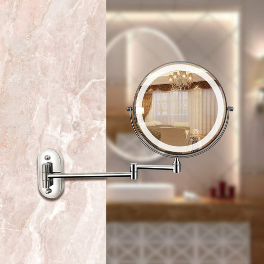 Miroir de maquillage et de salle de bain à grossissement LED rechargeable Floroux