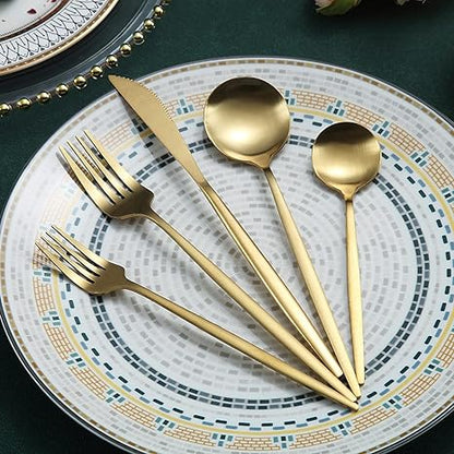Set de couverts minimaliste de luxe – 20 pièces, titane et acier inoxydable