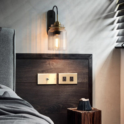 Floroux - Applique vintage élégante avec abat-jour en verre strié