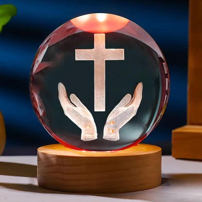 CrystalGlow Lampe - Élégant Veilleuse 3D en Cristal