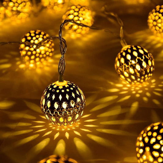 Floroux | Chaîne lumineuse solaire étanche marocaine, l 12 mètres, 100 lumières LED, l 8