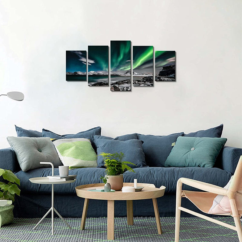 Peinture murale paysage Aurora sur toile 5 pièces