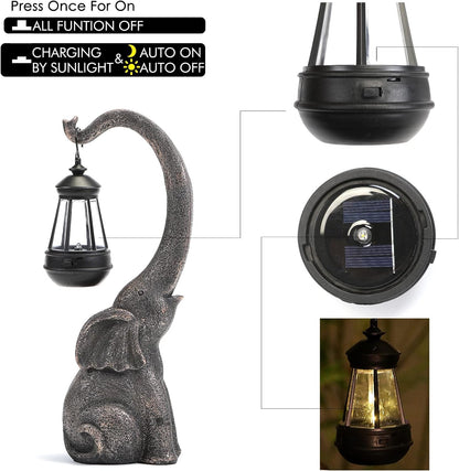 Floroux Lampe de jardin solaire Éléphant Enchanté | Lumière d'ambiance pour extérieur | Écologique | Lampe décorative de jardin