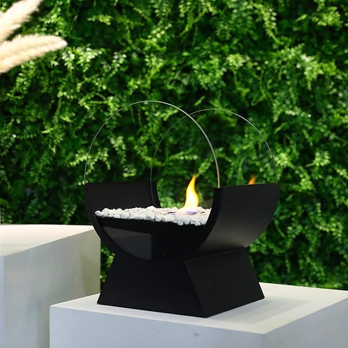 Floroux - Cheminée de table à alcool portable avec pied en métal