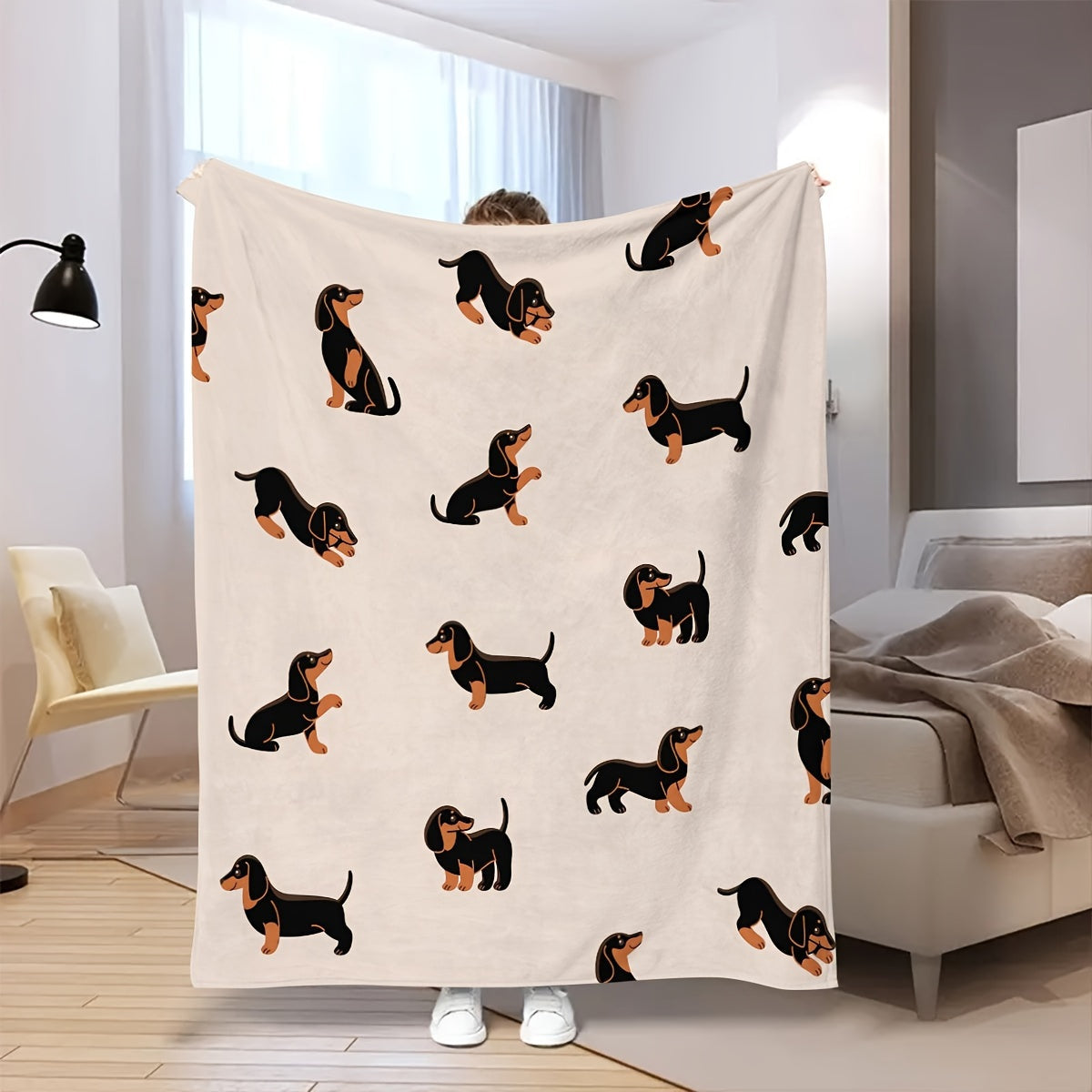 Dachshund Cozy - Couverture en flanelle douce pour animaux de compagnie