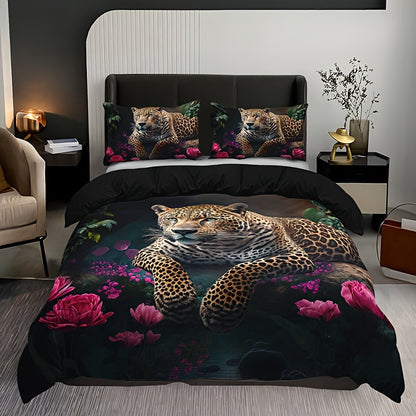 FierceFloral Ensemble de lit – Luxe Imprimé animalier et Fleurs