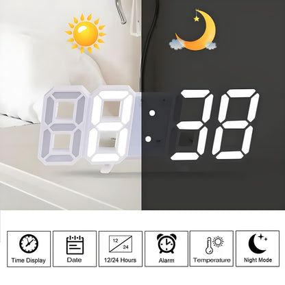 DigiTime Horloge – LED 3D Horloge avec Calendrier & Température