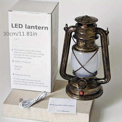 RetroGlow Lantern – Lampe LED Vintage avec effet de flamme