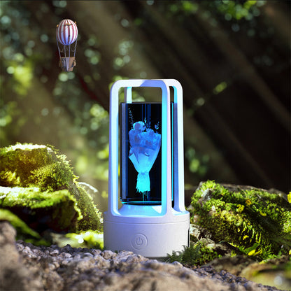 2-en-1 Blanc Landmark Lampe de nuit en cristal et haut-parleur Bluetooth Lampe de bureau