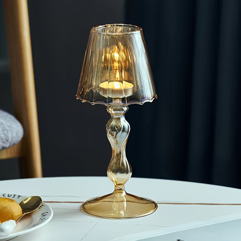 CrystalGlow – Luxe Lampe de Table en Verre & Bougeoir