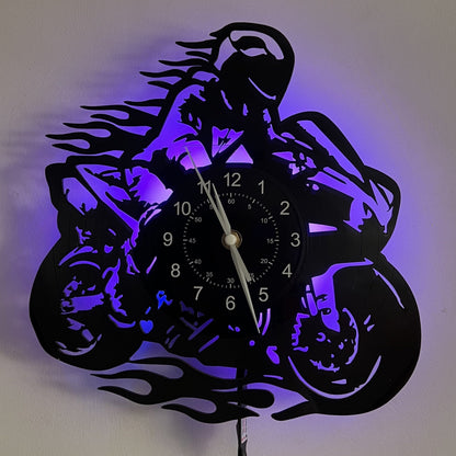 Horloge murale Floroux en vinyle - Thème moteur, style, pour décoration de salon et de bureau