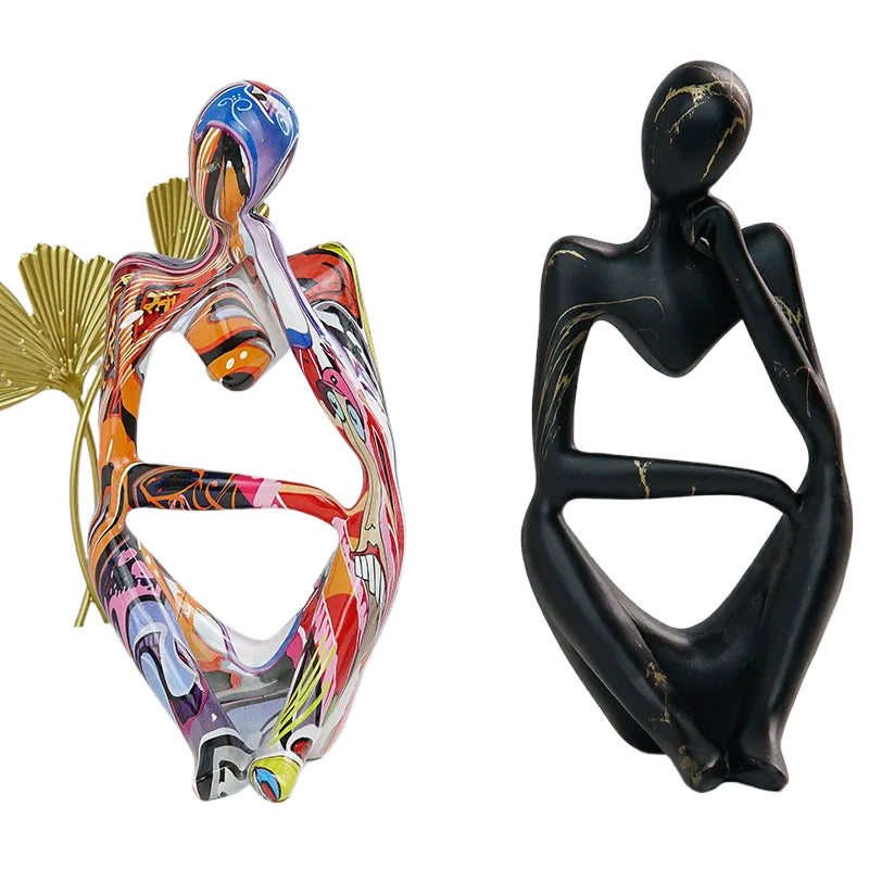 Floroux Graffiti Resin Sculpture | Abstract Art Figure | Thinker Statue | Decoration for Home & Office